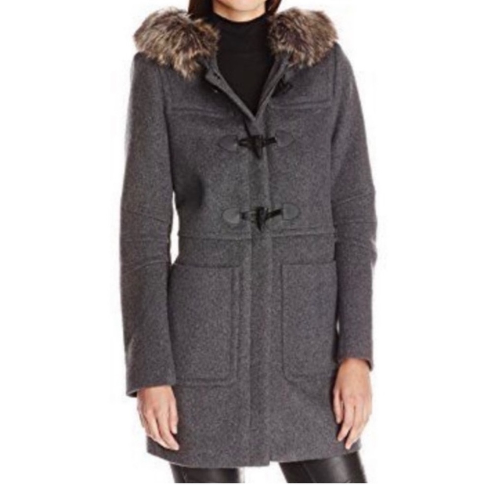BCBGeneration womens pea coat with faux fur.